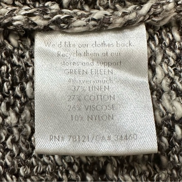 Eileen Fisher Linen Cotton Blend Dark Brown Marled Sweater, Sz Medium - Picture 11 of 13